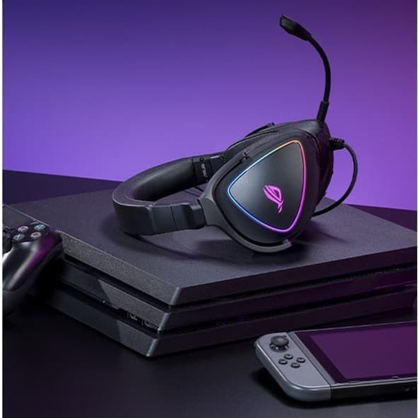 ASUS ROG Delta S USB-C wired gaming headset with RGB lighting and over-ear design
