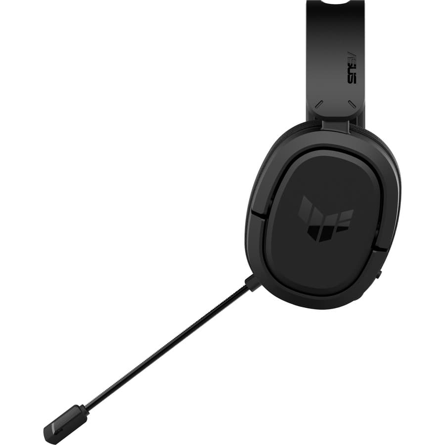 ASUS TUF Gaming H1 Wireless headset in black with over-ear cups and boom microphone