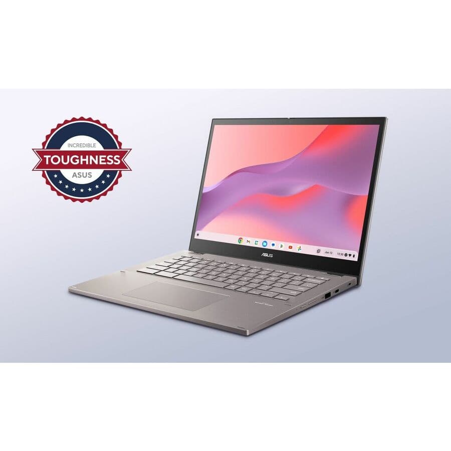 ASUS Chromebook Flip 14-inch convertible with WUXGA touchscreen, Core i3-1215U, and grey enterprise design