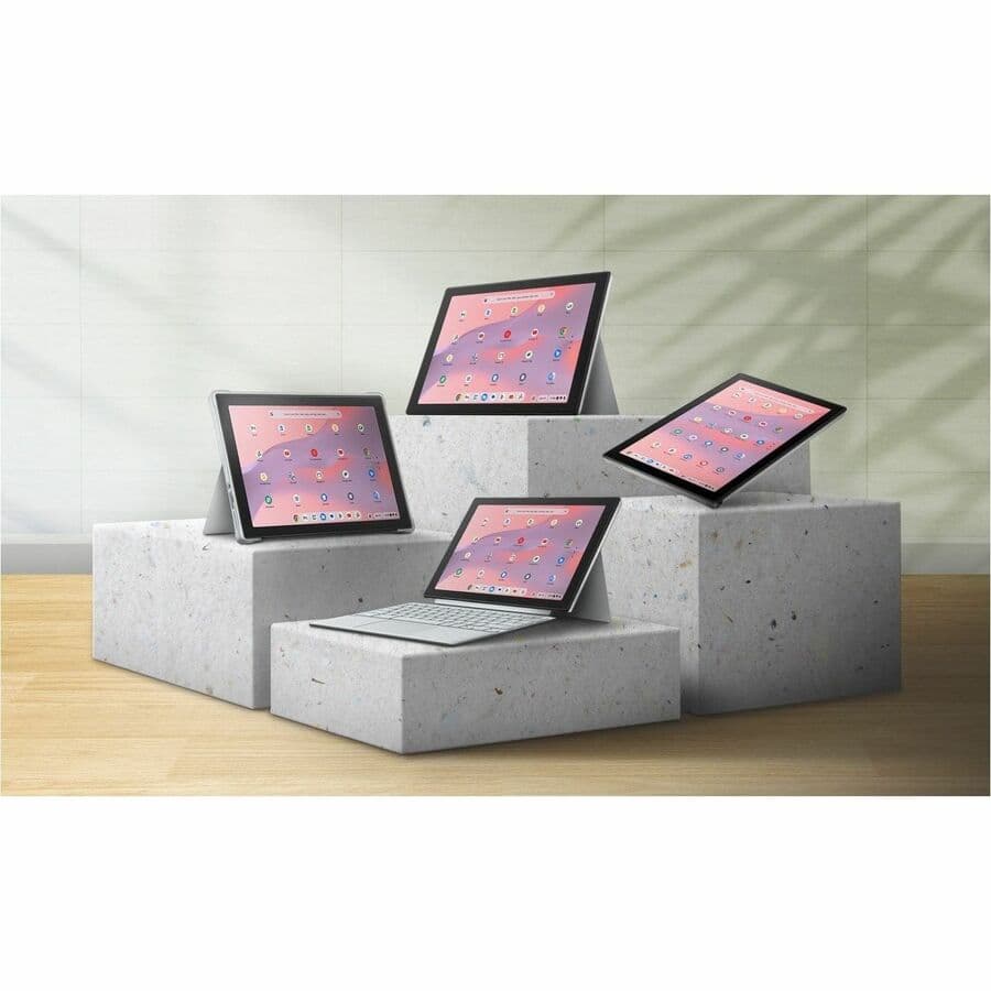 ASUS Chromebook Detachable in silver with 10.5-inch touchscreen and detachable keyboard design