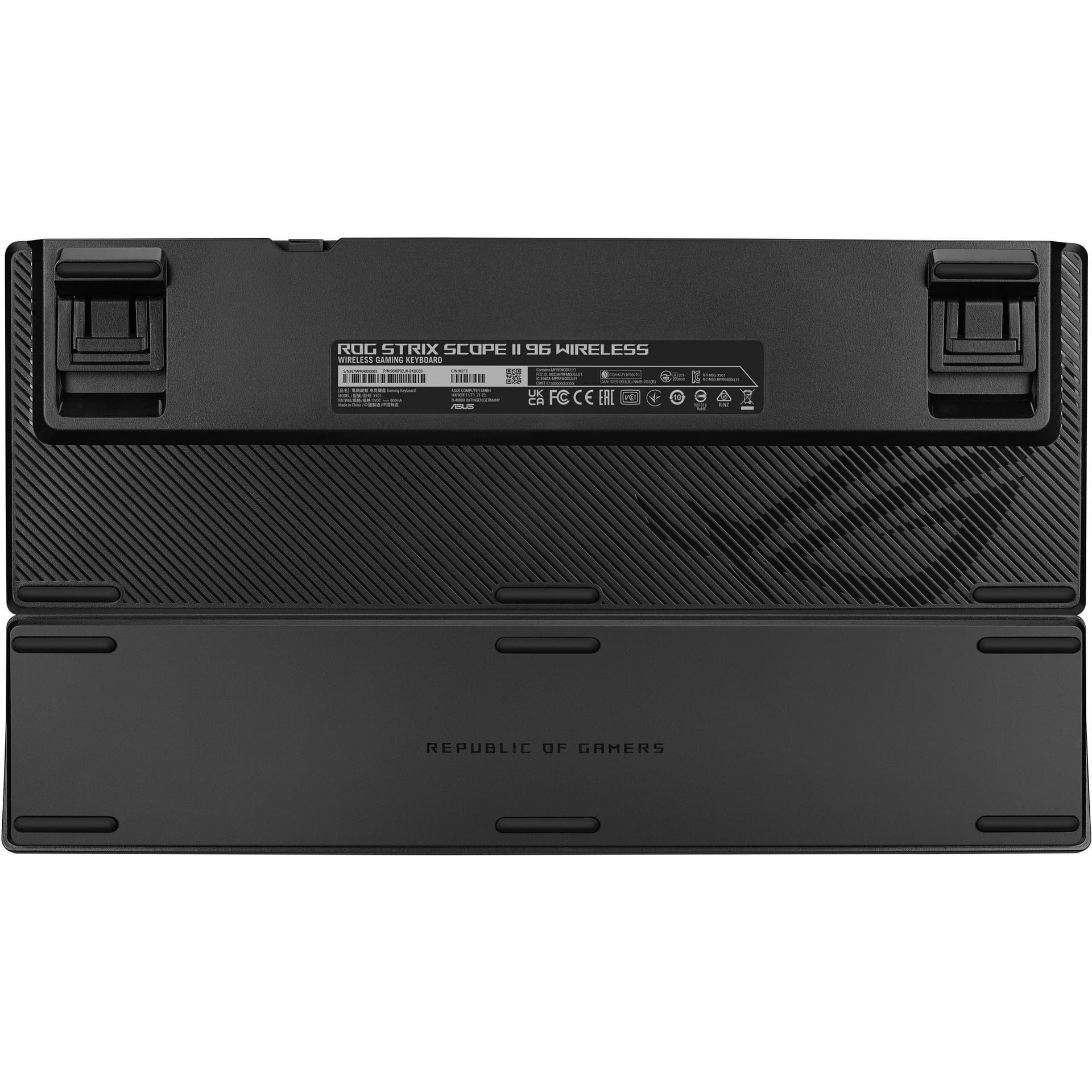 ASUS ROG Strix Scope II 96 Wireless keyboard in black with RGB lighting and compact 96% layout