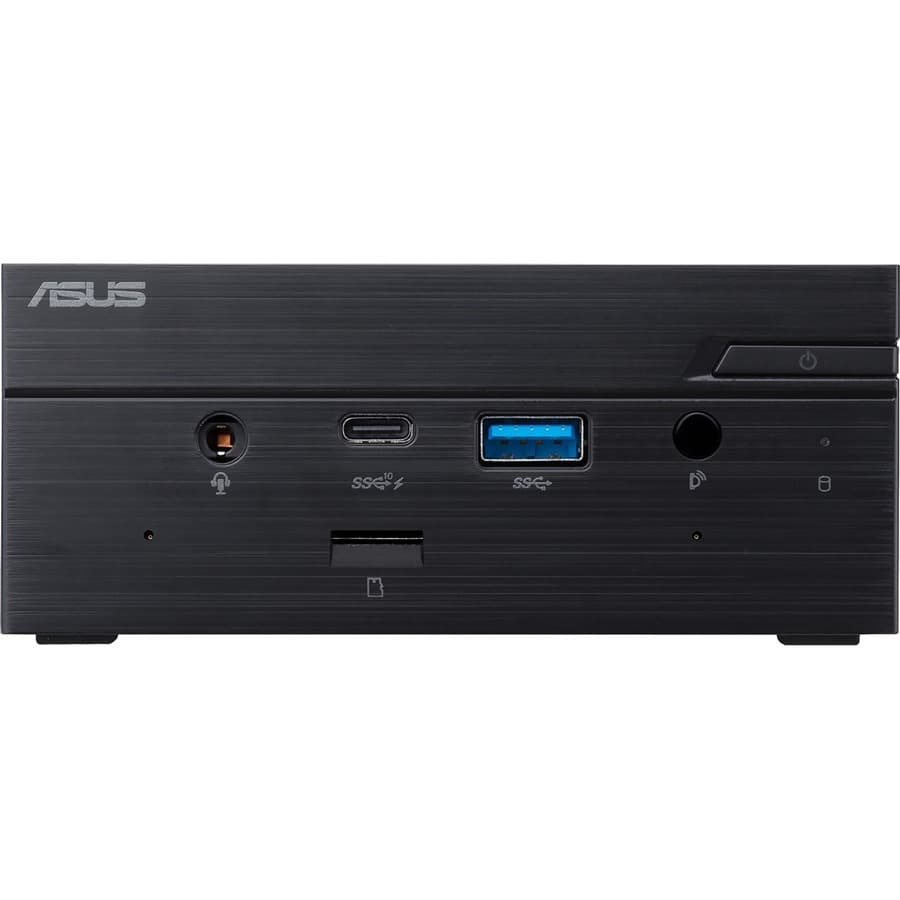 ASUS PN62S mini PC in black with Intel Core i7, HDMI 2.0, and Gigabit Ethernet for business use