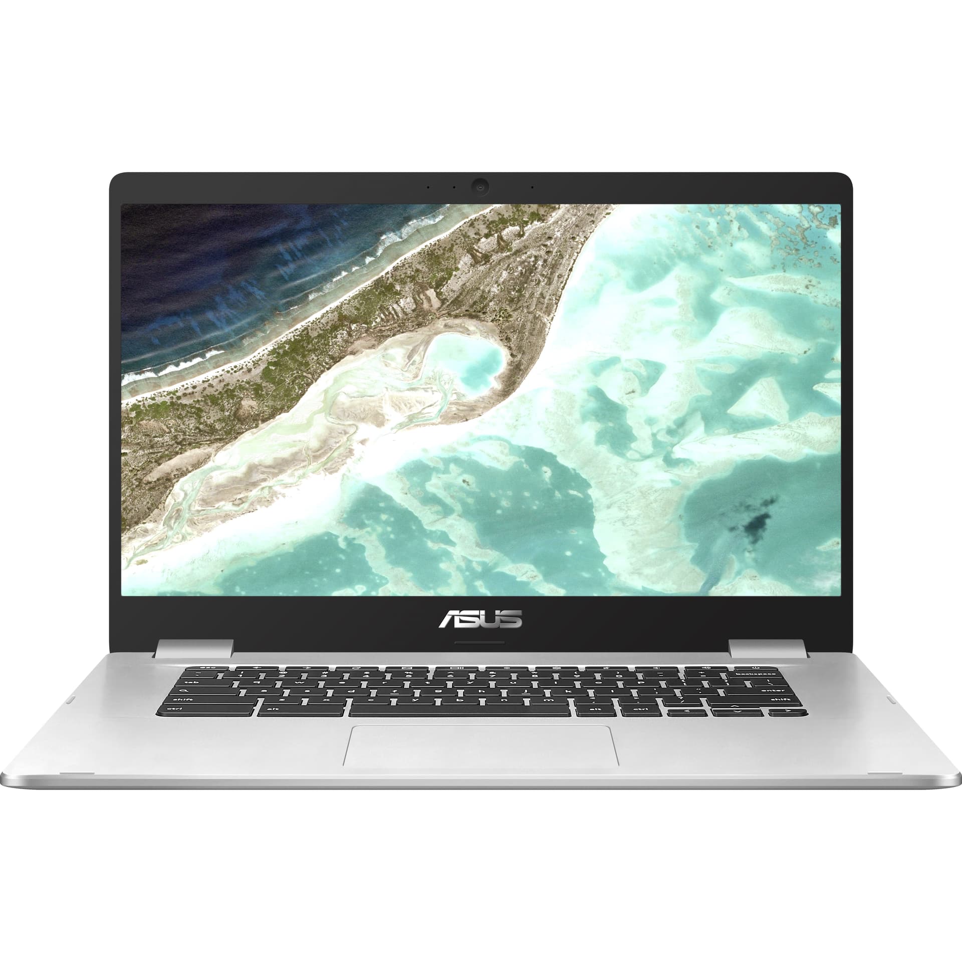 ASUS Chromebook C523NA-IH44F silver laptop with 15.6-inch display and ChromeOS