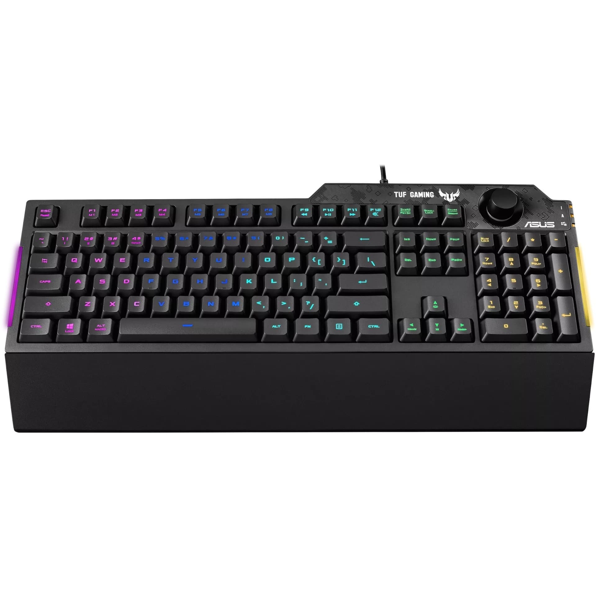ASUS TUF Gaming K1 RGB wired keyboard with dedicated volume knob and spill-resistant design