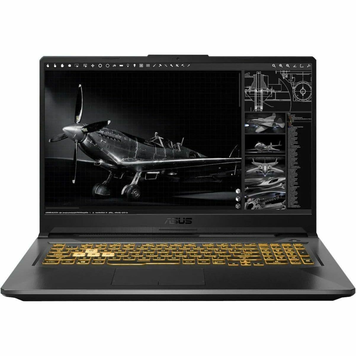 ASUS TUF Gaming 17.3-inch laptop with black chassis, Full HD display, and gaming design