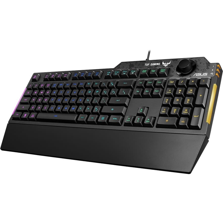 ASUS TUF Gaming K1 RGB wired keyboard with dedicated volume knob and spill-resistant design