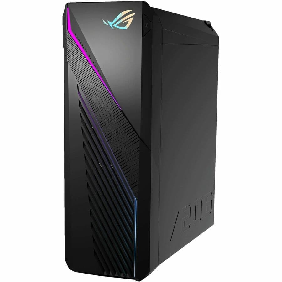 ASUS ROG tower desktop with Intel Core i7-14700F, NVIDIA GeForce RTX 4060, 16 GB RAM, and 1 TB SSD