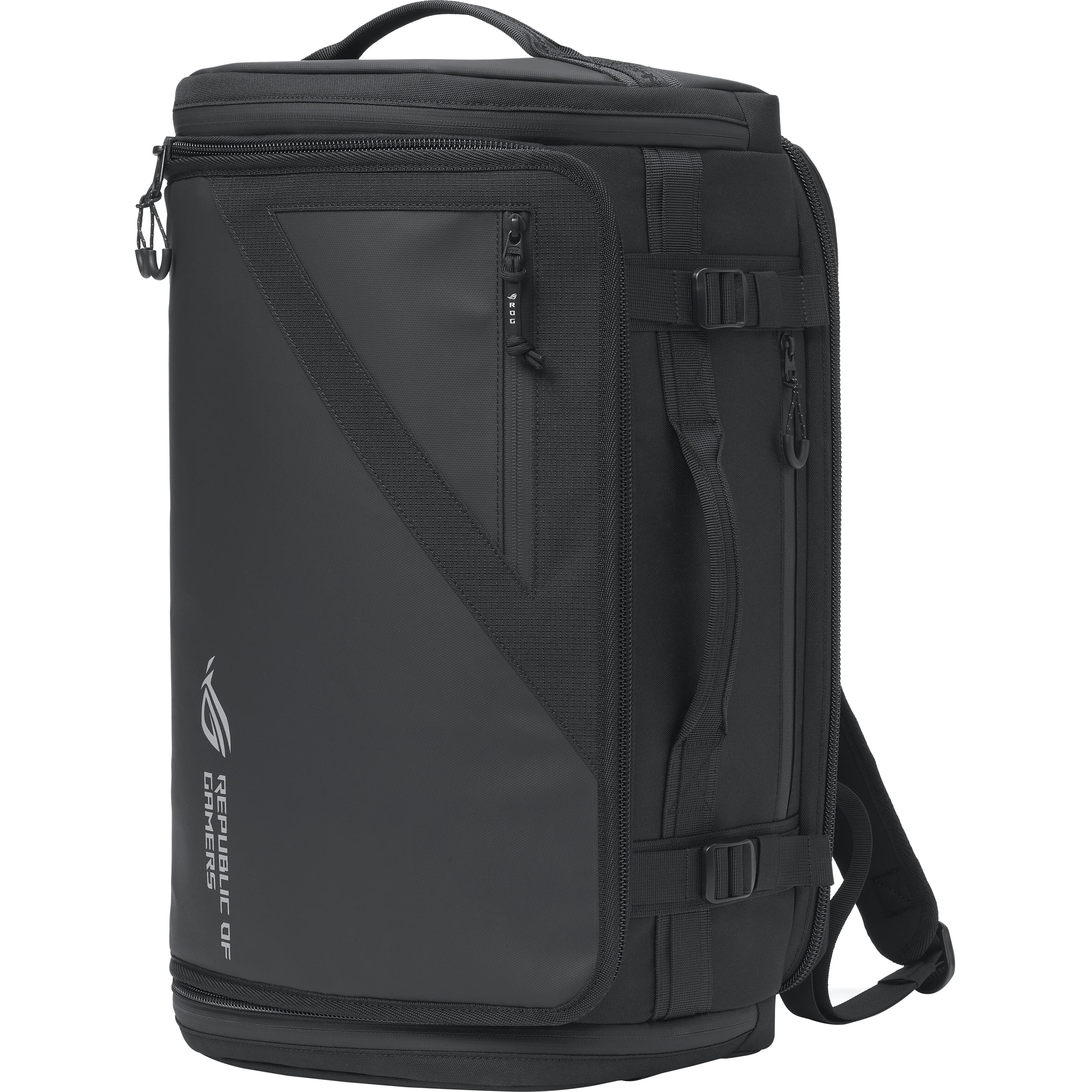 ASUS ROG Archer Weekender black 17-inch backpack with 32 liter capacity and padded back panel