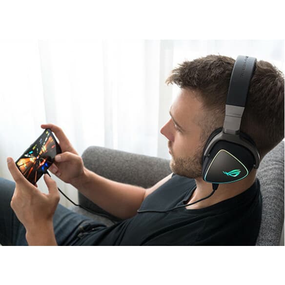 ROG DELTA WHITE EDITION ON EAR WIRED GAMING HEADSET MIC RGB LIGHTING NOISE CANCE view 8