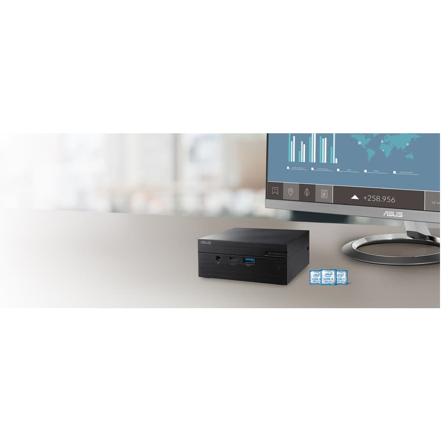 ASUS PN61 mini PC with Intel Core i5-8265U, 8 GB RAM, 256 GB M.2 SSD, and Windows 10 Pro