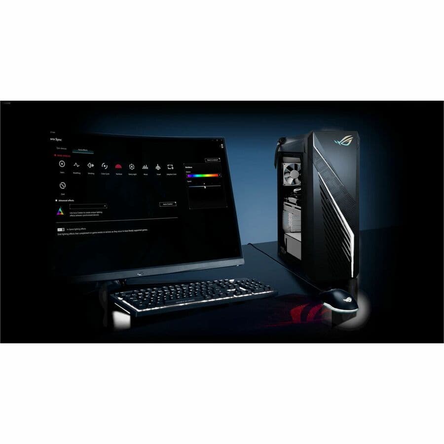 ASUS ROG tower desktop with Intel Core i7-14700F, NVIDIA GeForce RTX 4060, 16 GB RAM, and 1 TB SSD