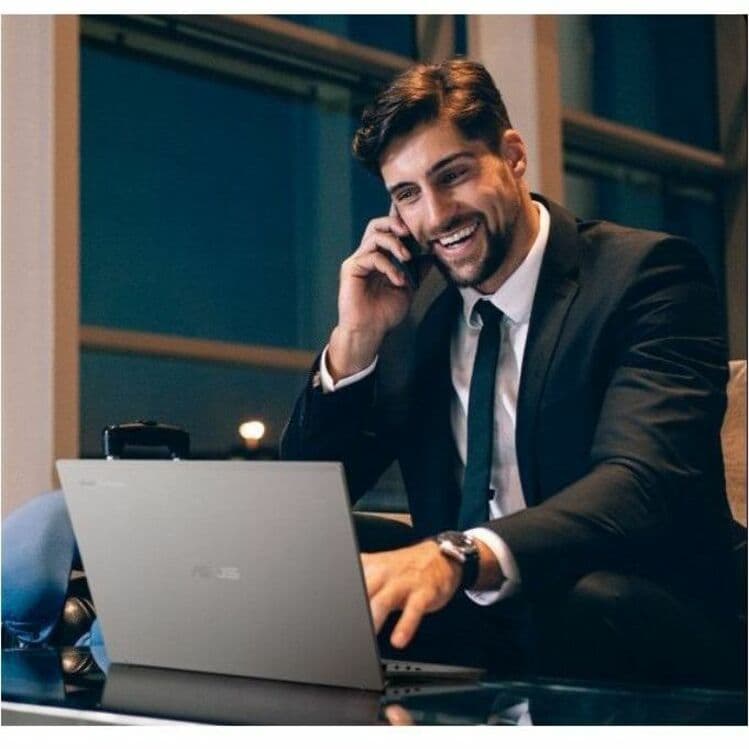 ASUS Chromebook Plus Enterprise silver laptop with 14-inch WQXGA display, Intel Core Ultra 5 115U, 8 GB RAM, and 256 GB SSD