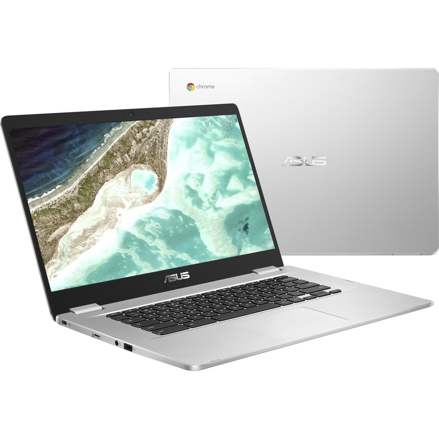 ASUS Chromebook C523NA-IH44F silver laptop with 15.6-inch display and ChromeOS