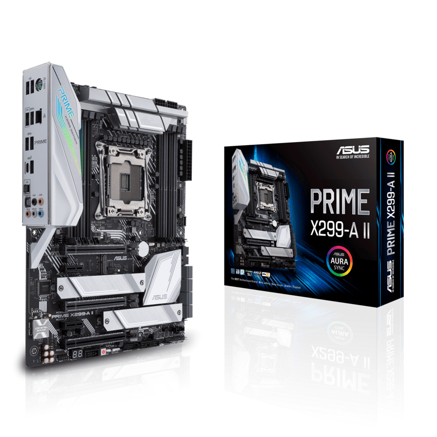ASUS PRIME X299-A II ATX motherboard with LGA 2066 socket and Intel X299 chipset