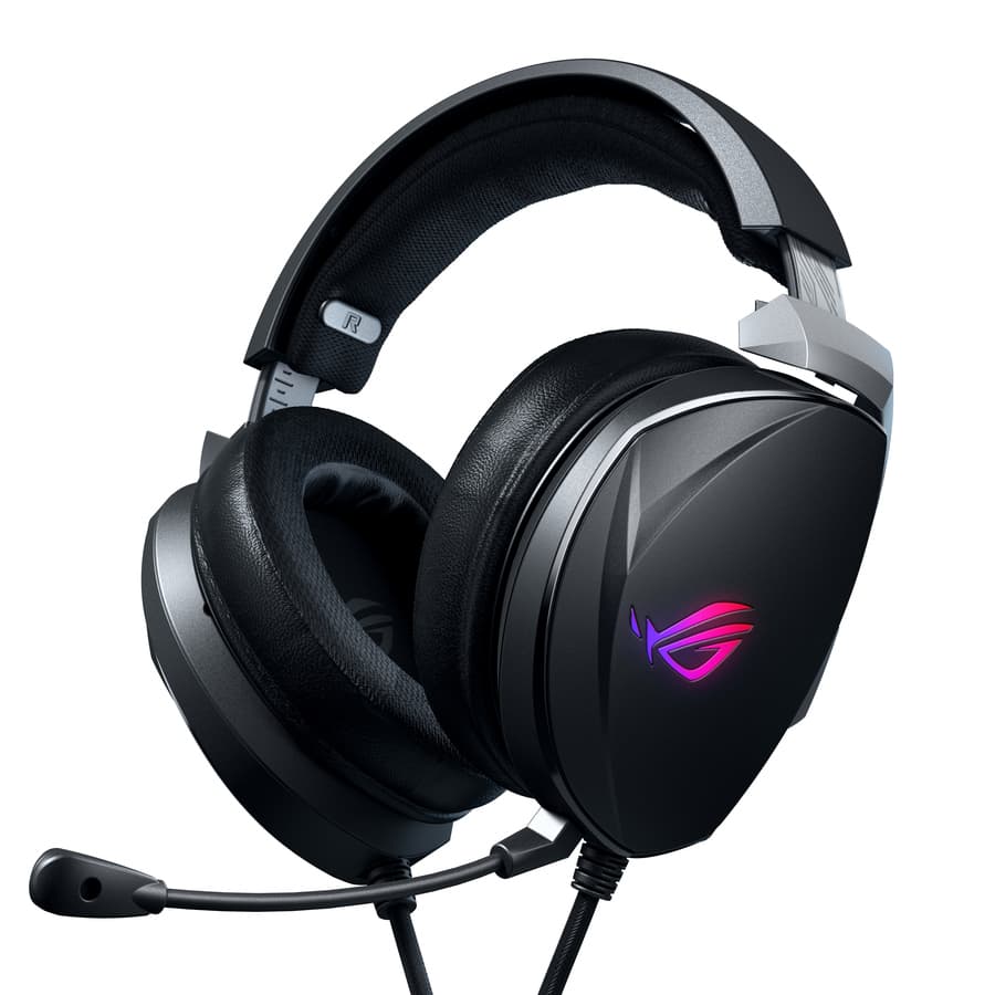 ASUS ROG Theta 7.1 USB-C wired gaming headset with over-ear cups and boom microphone