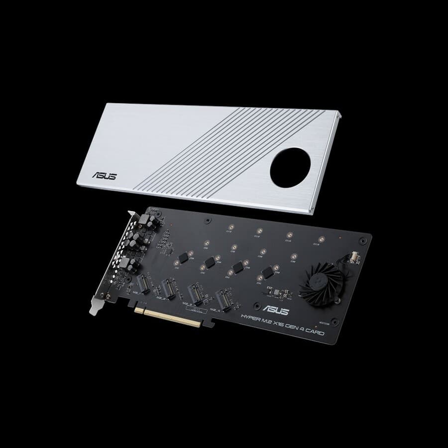 ASUS Hyper M.2 X16 Gen 4 Card PCIe 4.0 x16 expansion card with four M.2 NVMe slots