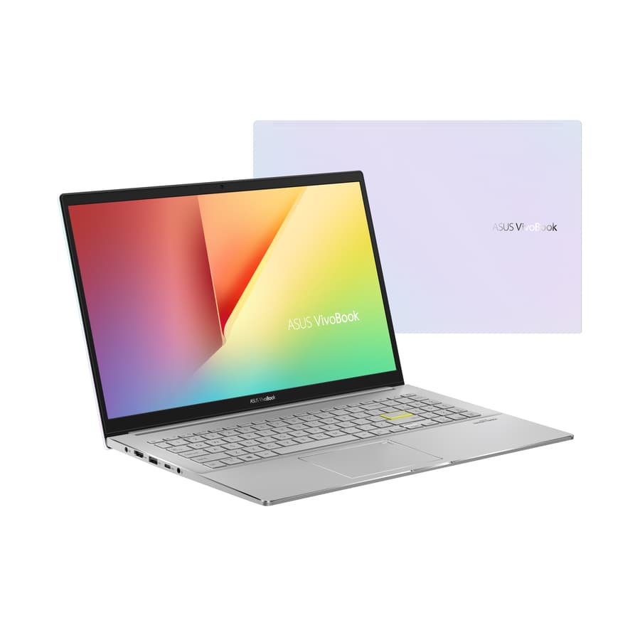White ASUS VivoBook S S533FA-DS74-WH laptop with 15.6-inch Full HD display and Intel Core i7 processor