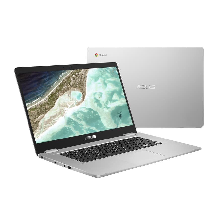 ASUS Chromebook C523NA-IH44F silver laptop with 15.6-inch display and ChromeOS