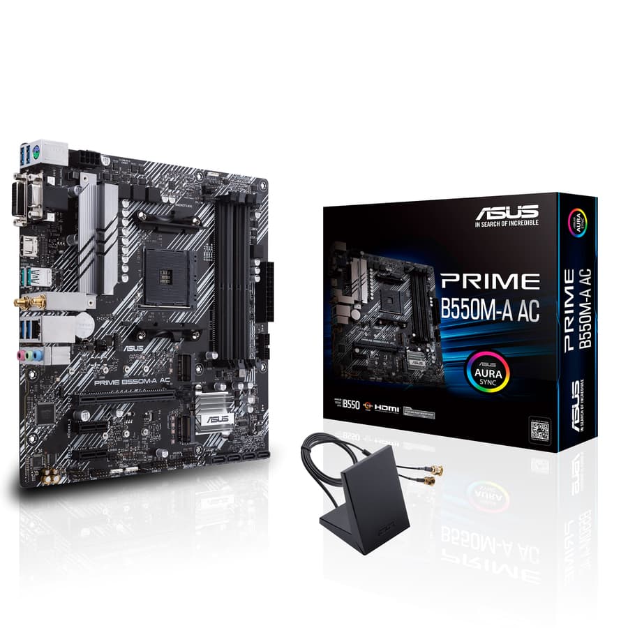 ASUS PRIME B550M-A AC microATX AM4 motherboard with PCIe 4.0 and dual M.2 slots