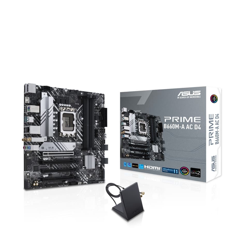 ASUS PRIME B660M-A AC D4 micro-ATX motherboard for Intel DDR4 business desktops