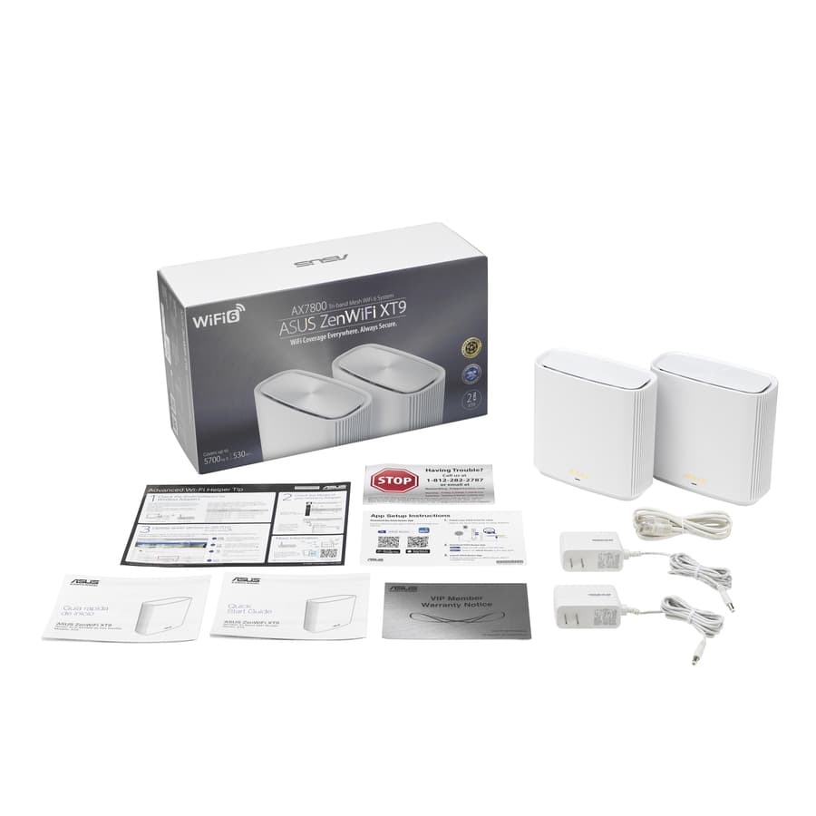 ASUS ZenWiFi XT9 2-pack white mesh Wi-Fi 6 system for whole-home coverage