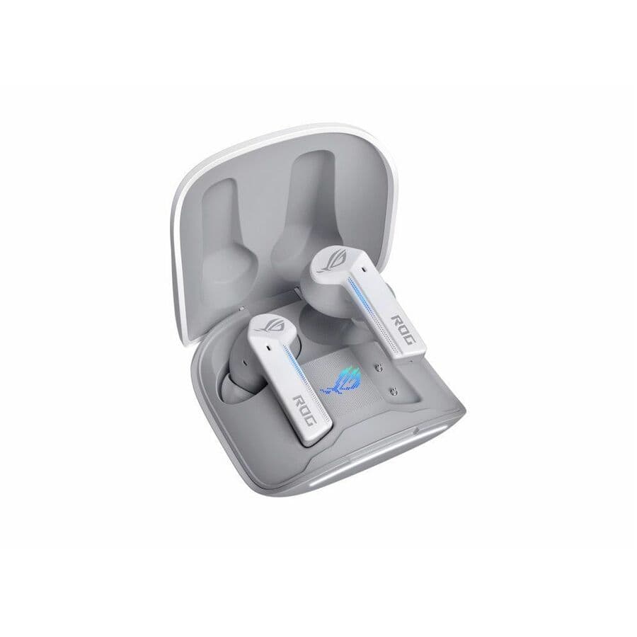 ASUS ROG Cetra True Wireless white gaming earbuds with charging case
