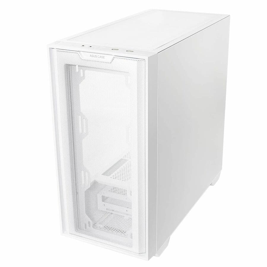ASUS A21 White Micro-ATX case with mesh front panel and support for 380 mm GPU and 360 mm cooler