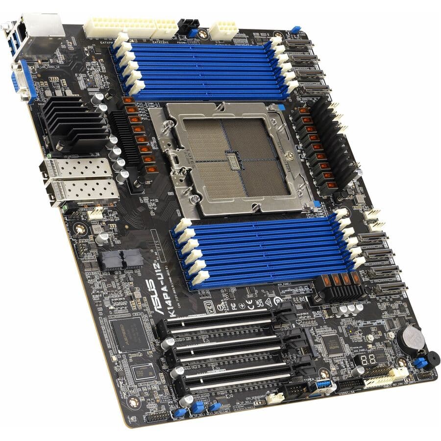 ASUS K14PA-U12 server motherboard for AMD EPYC with dual 25 GbE LAN and 12 DDR5 DIMM slots