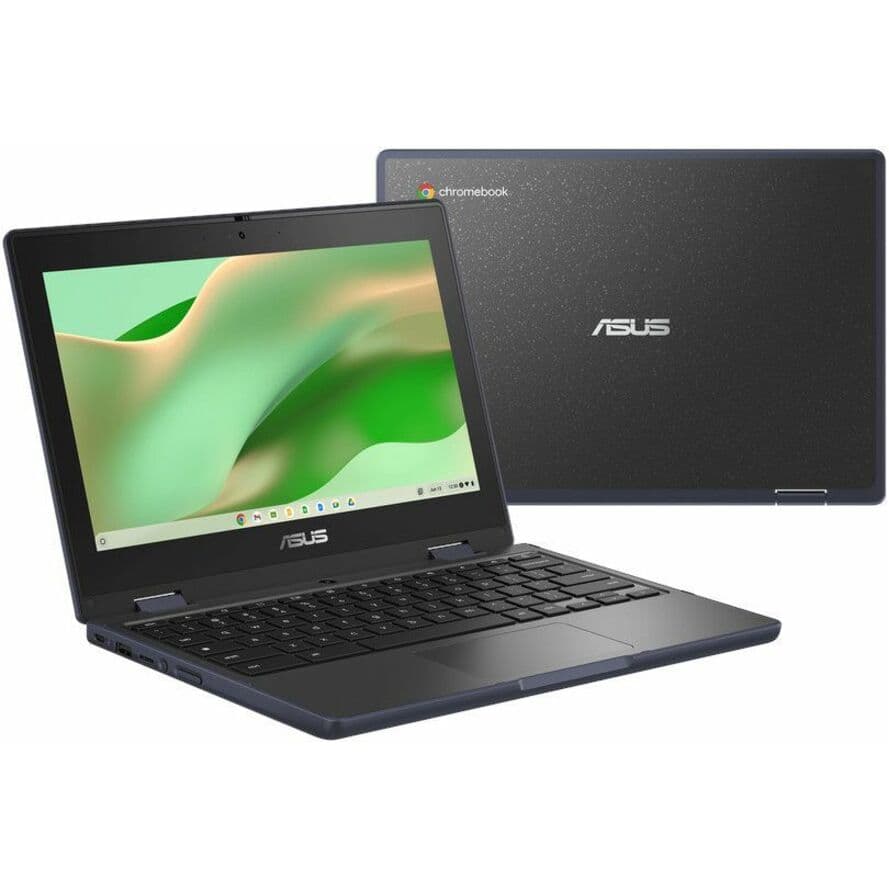Grey ASUS Chromebook 2-in-1 with 11.6-inch HD touchscreen and ChromeOS