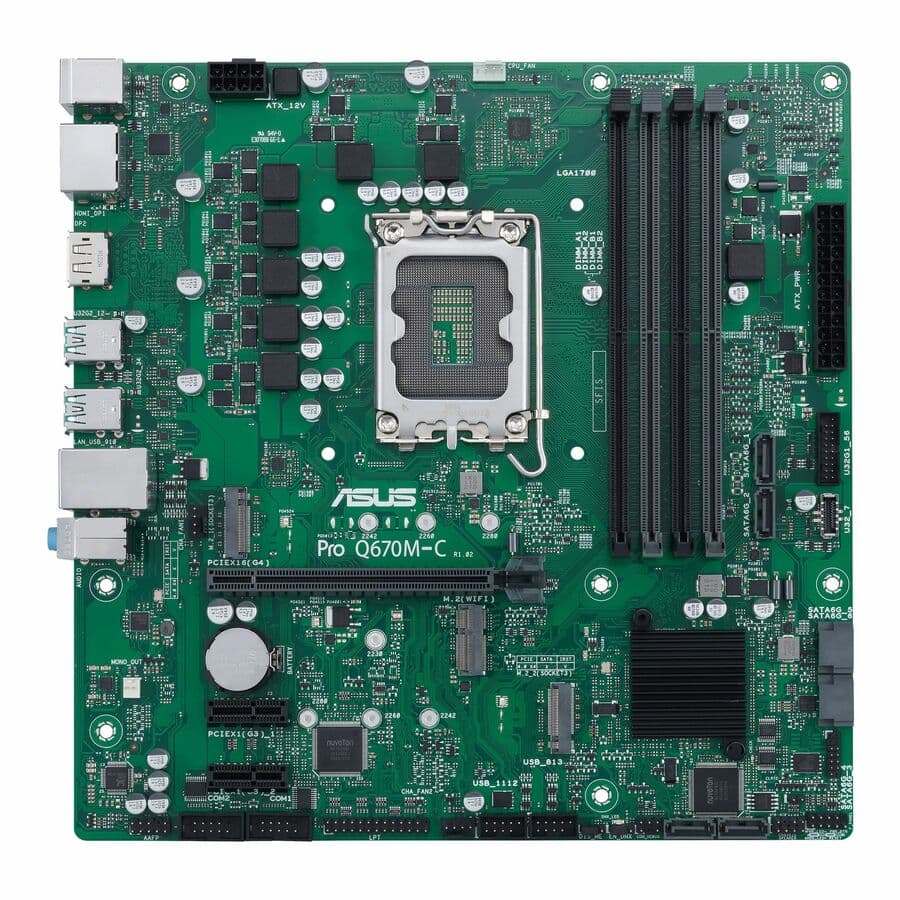 ASUS PRO Q670M-C-CSM-SI micro ATX motherboard for Intel Q670 business desktop systems