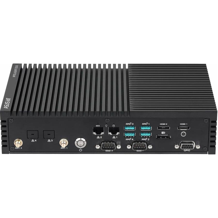 ASUS PE2100U fanless edge PC with Intel Core i5-1345UE, dual HDMI, DisplayPort, and industrial serial ports