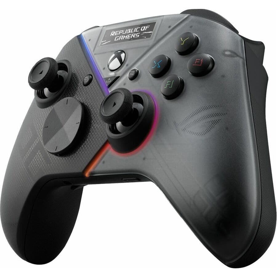 ASUS ROG Raikiri Pro black game controller with wired, wireless, and Bluetooth connectivity