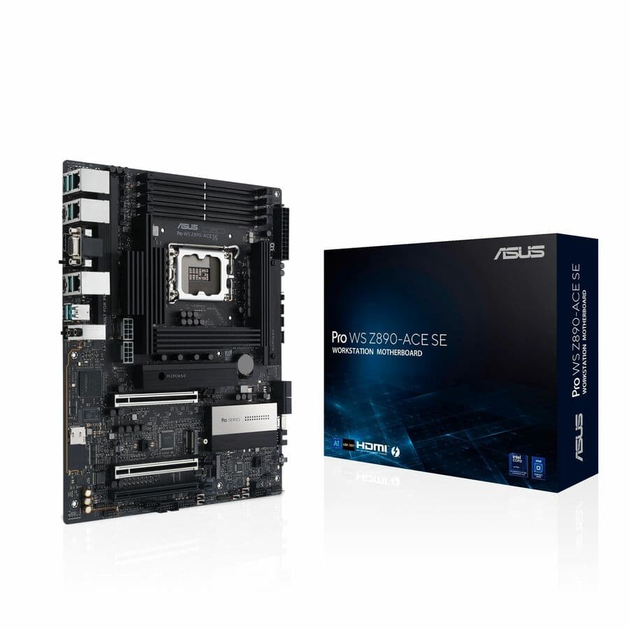 ASUS PRO WS Z890-ACE SE ATX workstation motherboard with LGA 1851, DDR5, dual LAN, and Thunderbolt 4