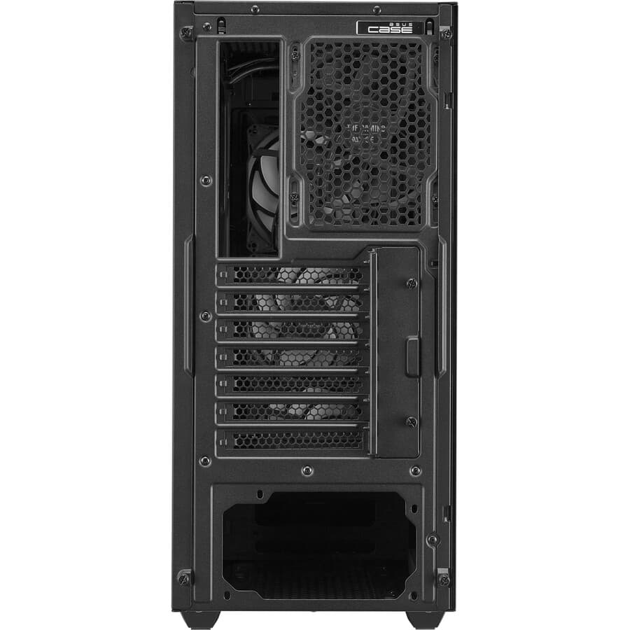 ASUS TUF Gaming GT301 black mid tower PC case with honeycomb front panel, ARGB fans, and USB 3.2 front I/O