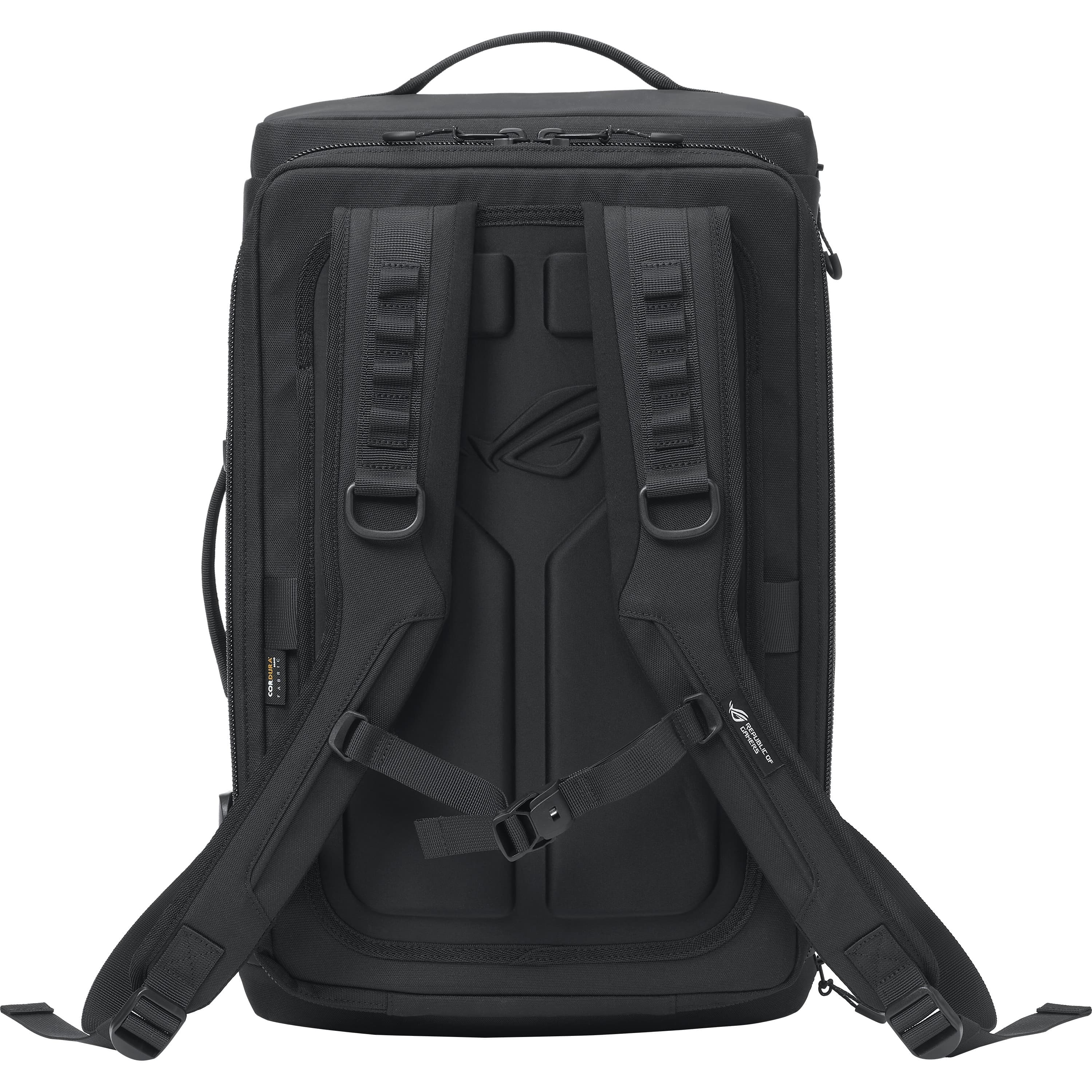 ASUS ROG Archer Weekender black 17-inch backpack with 32 liter capacity and padded back panel