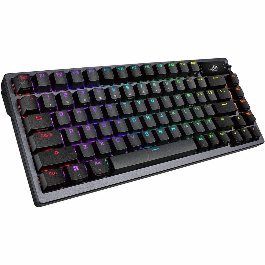 ASUS ROG Azoth wireless 75% keyboard in black with OLED display and PBT keycaps
