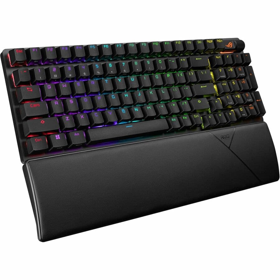 ASUS ROG Strix Scope II 96 Wireless keyboard in black with RGB lighting and compact 96% layout