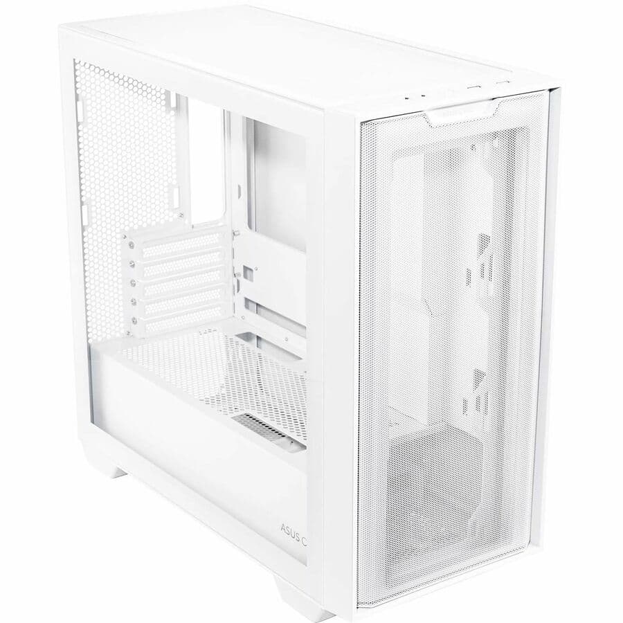 ASUS A21 White Micro-ATX case with mesh front panel and support for 380 mm GPU and 360 mm cooler