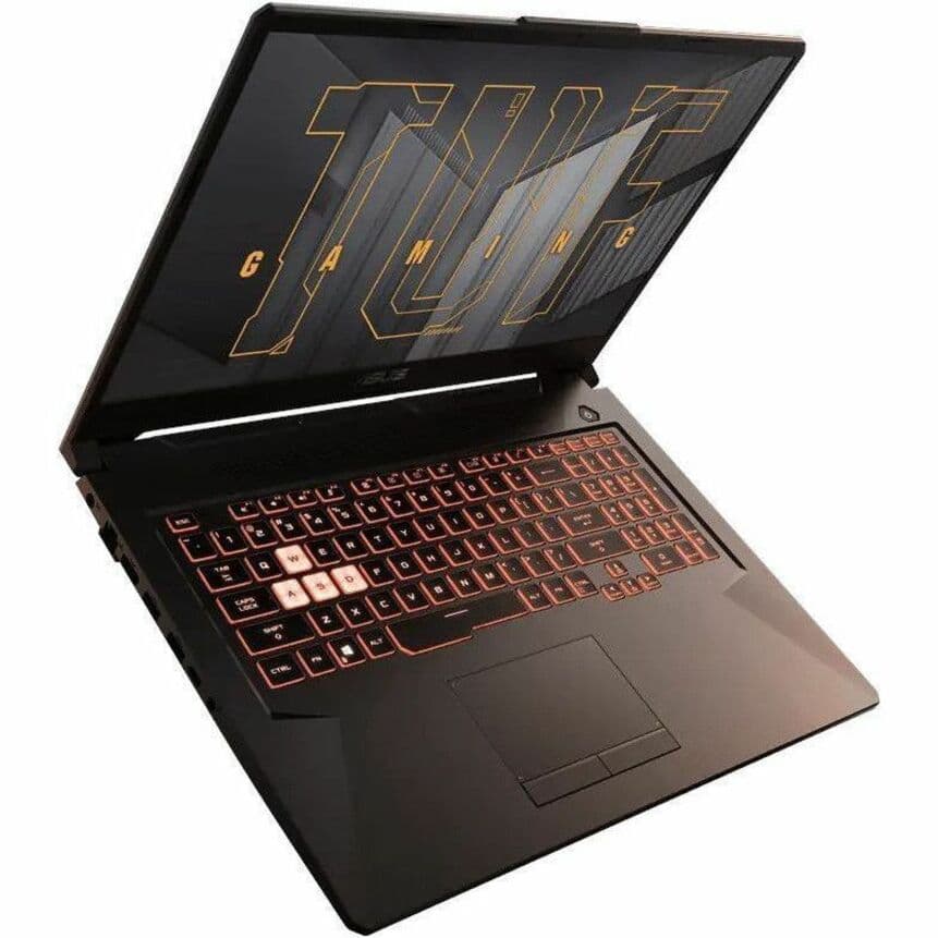 ASUS TUF Gaming 17.3-inch laptop with black chassis, Full HD display, and gaming design