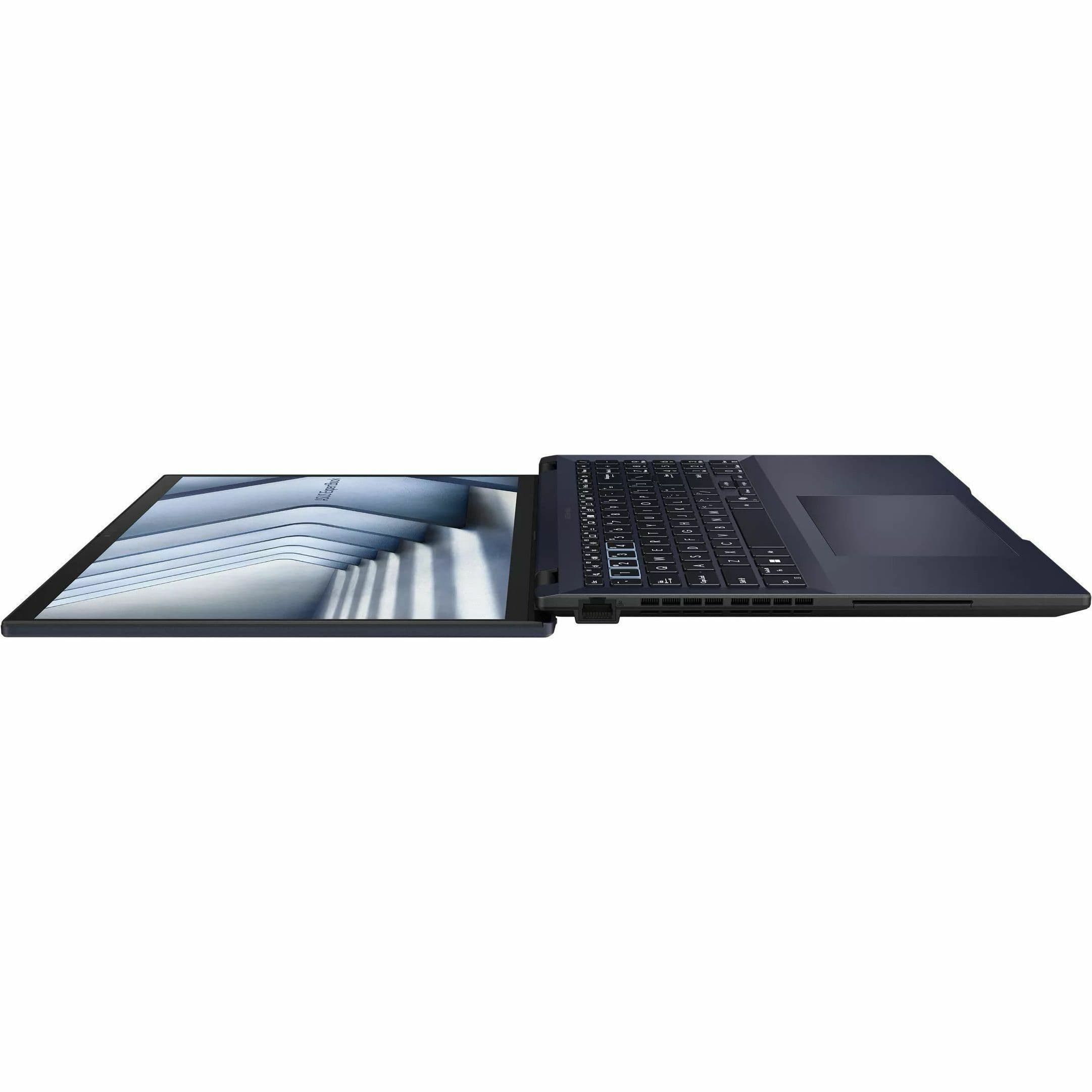ASUS ExpertBook 14-inch business laptop with Intel Core Ultra 7 155U, touch display, and black chassis