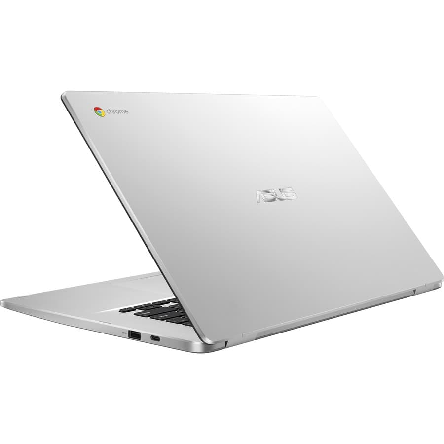 ASUS Chromebook C523NA-IH44F silver laptop with 15.6-inch display and ChromeOS