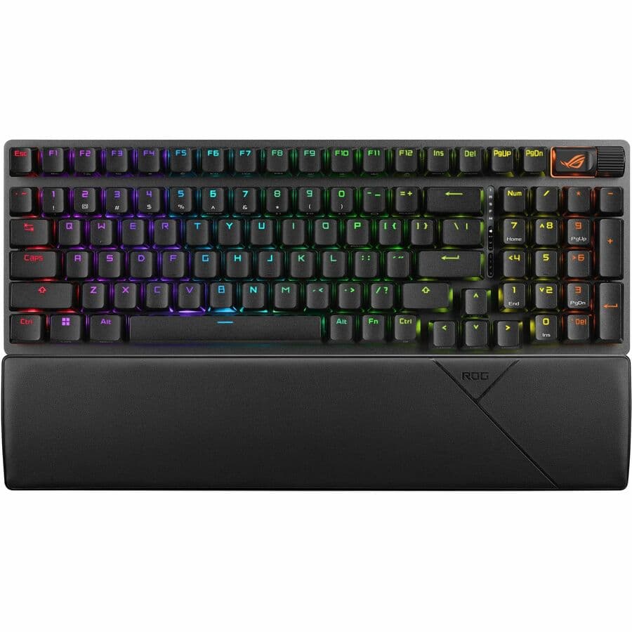 ASUS ROG Strix Scope II 96 Wireless keyboard in black with RGB lighting and compact 96% layout