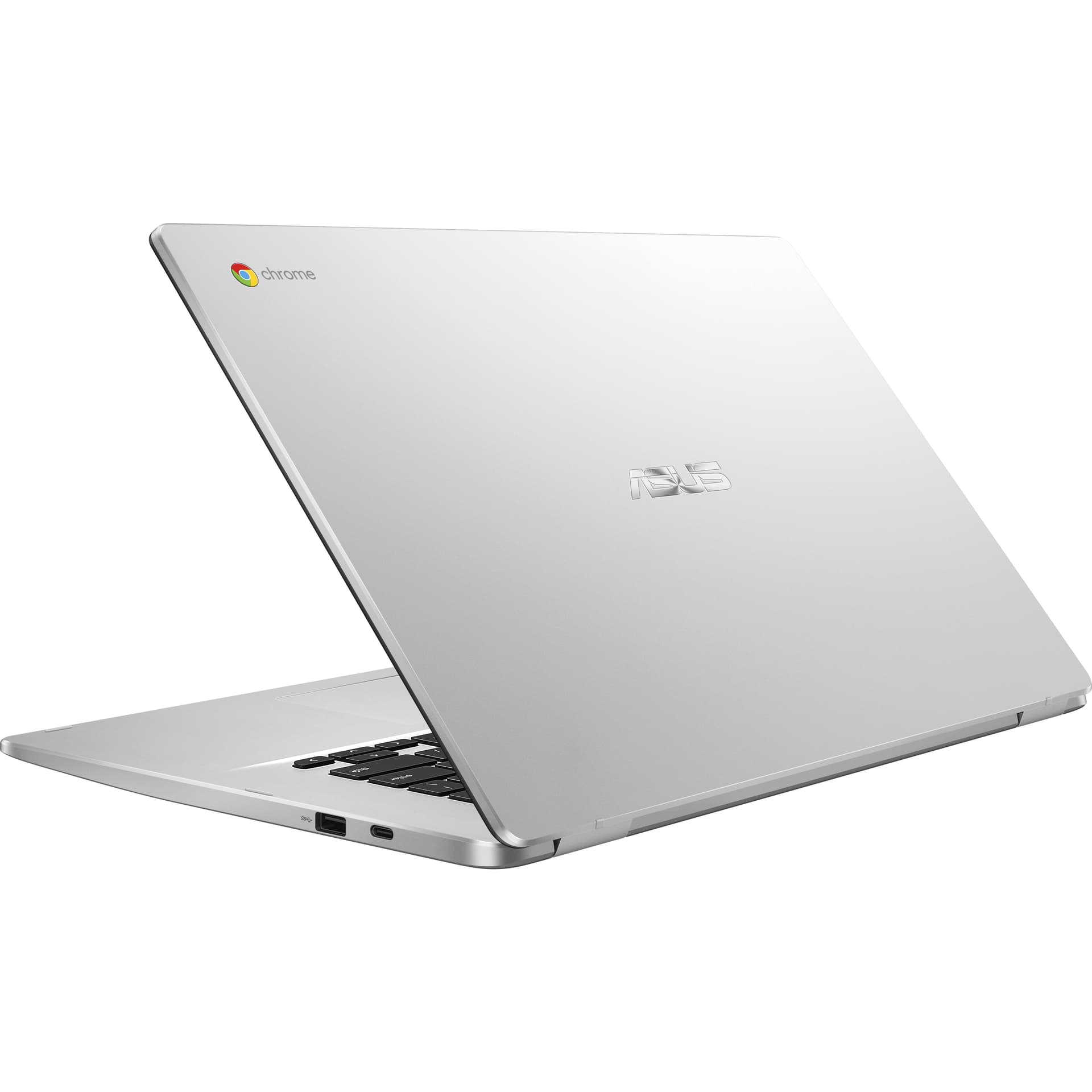ASUS Chromebook C523NA-IH44F silver laptop with 15.6-inch display and ChromeOS
