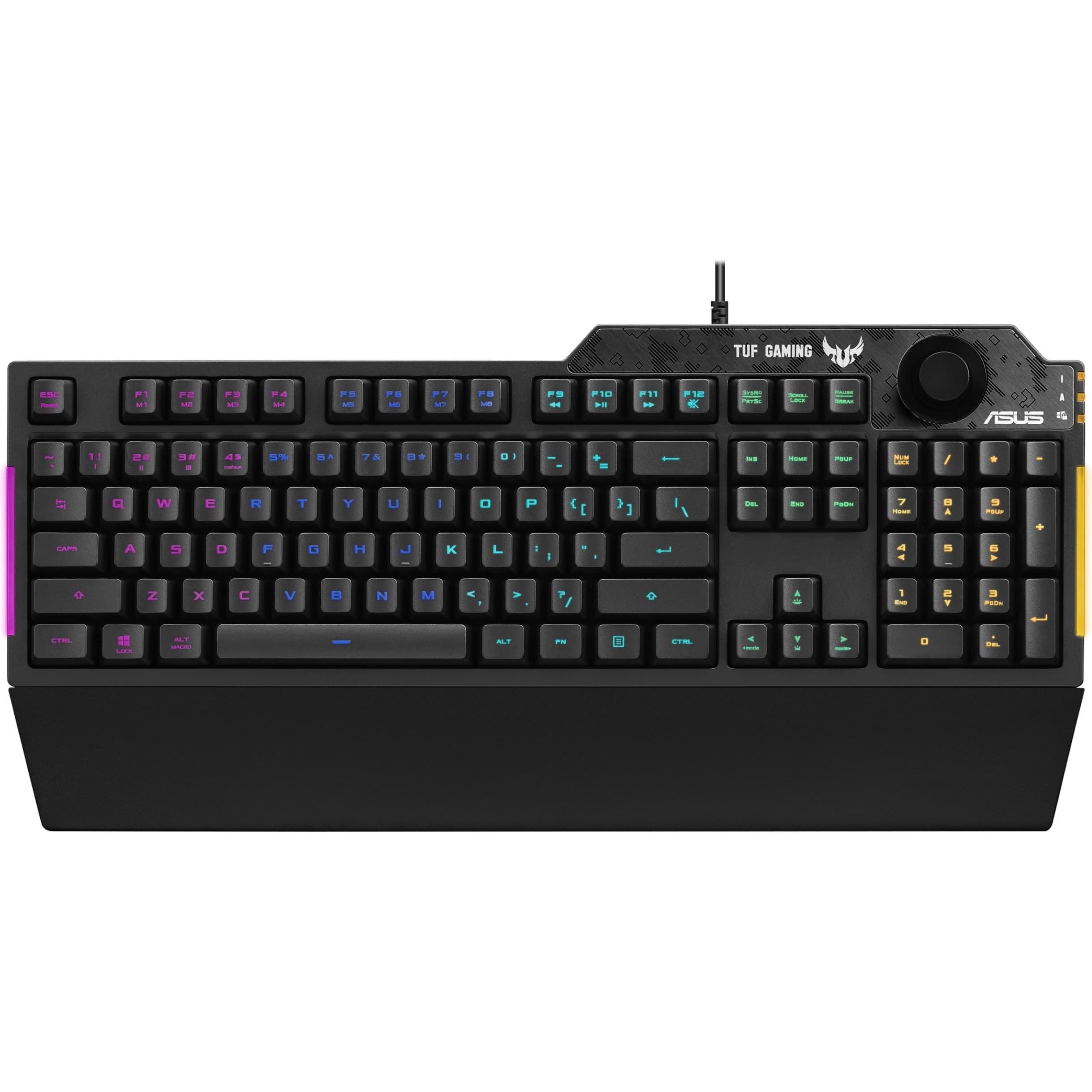 ASUS TUF Gaming K1 RGB wired keyboard with dedicated volume knob and spill-resistant design