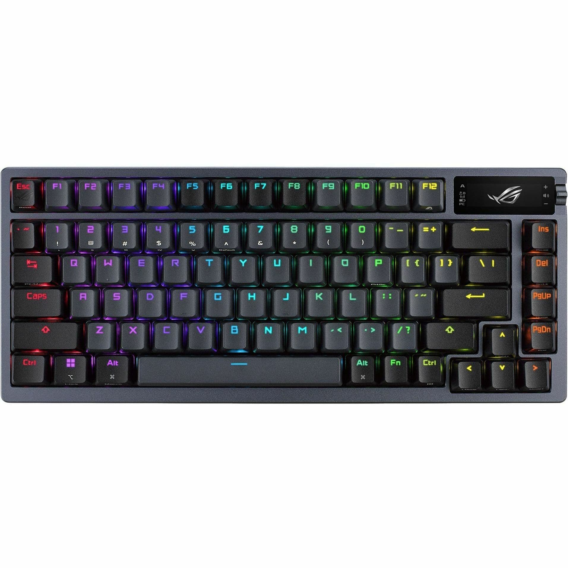 ASUS ROG Azoth 75% wireless mechanical keyboard with OLED display, PBT keycaps, and RGB lighting