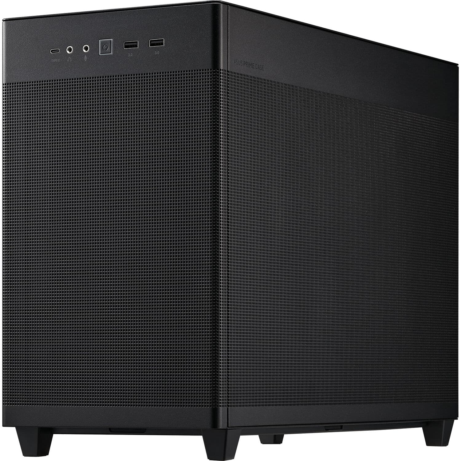 ASUS AP201 black mesh PC case for compact Micro-ATX builds with improved airflow
