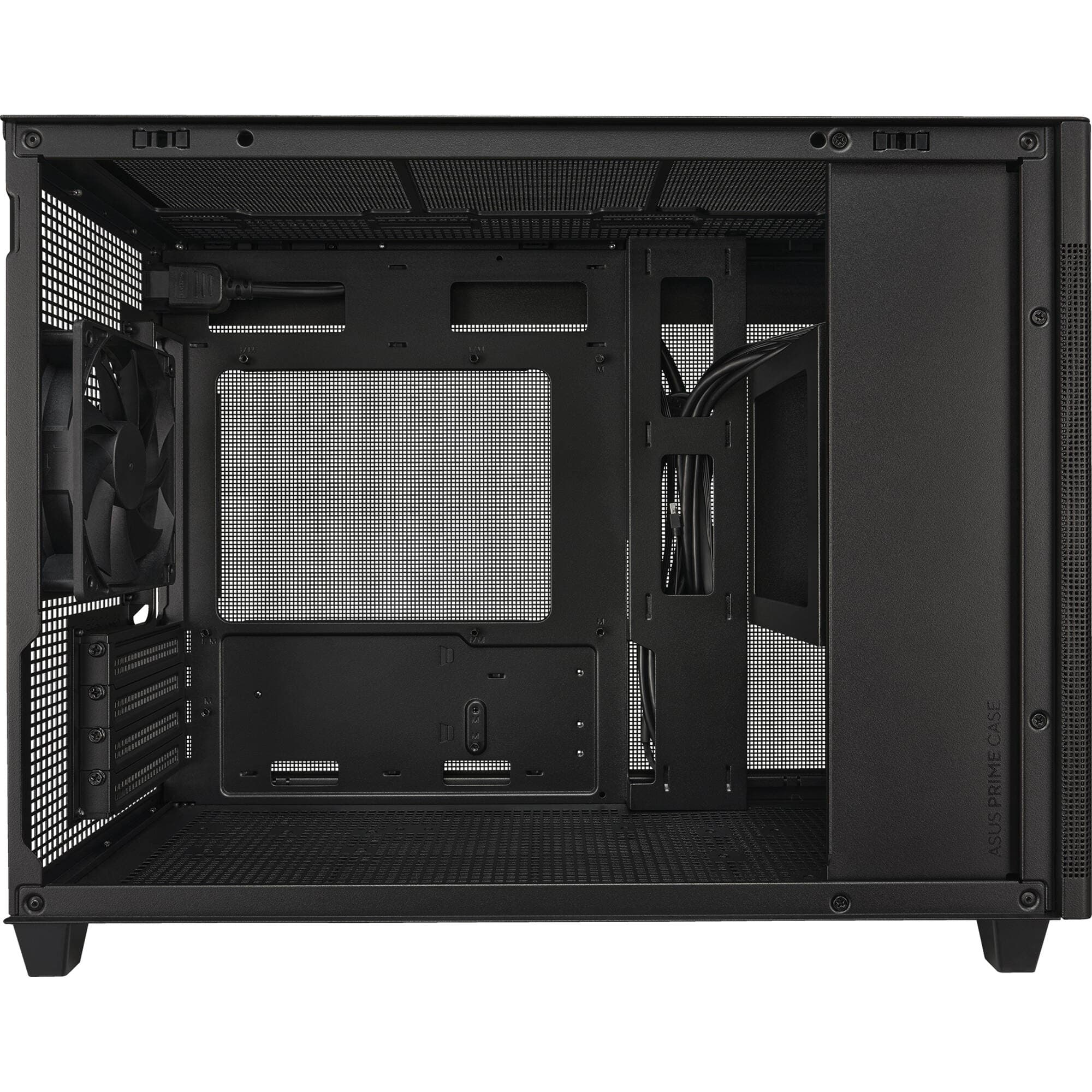 ASUS AP201 black mesh PC case for compact Micro-ATX builds with improved airflow