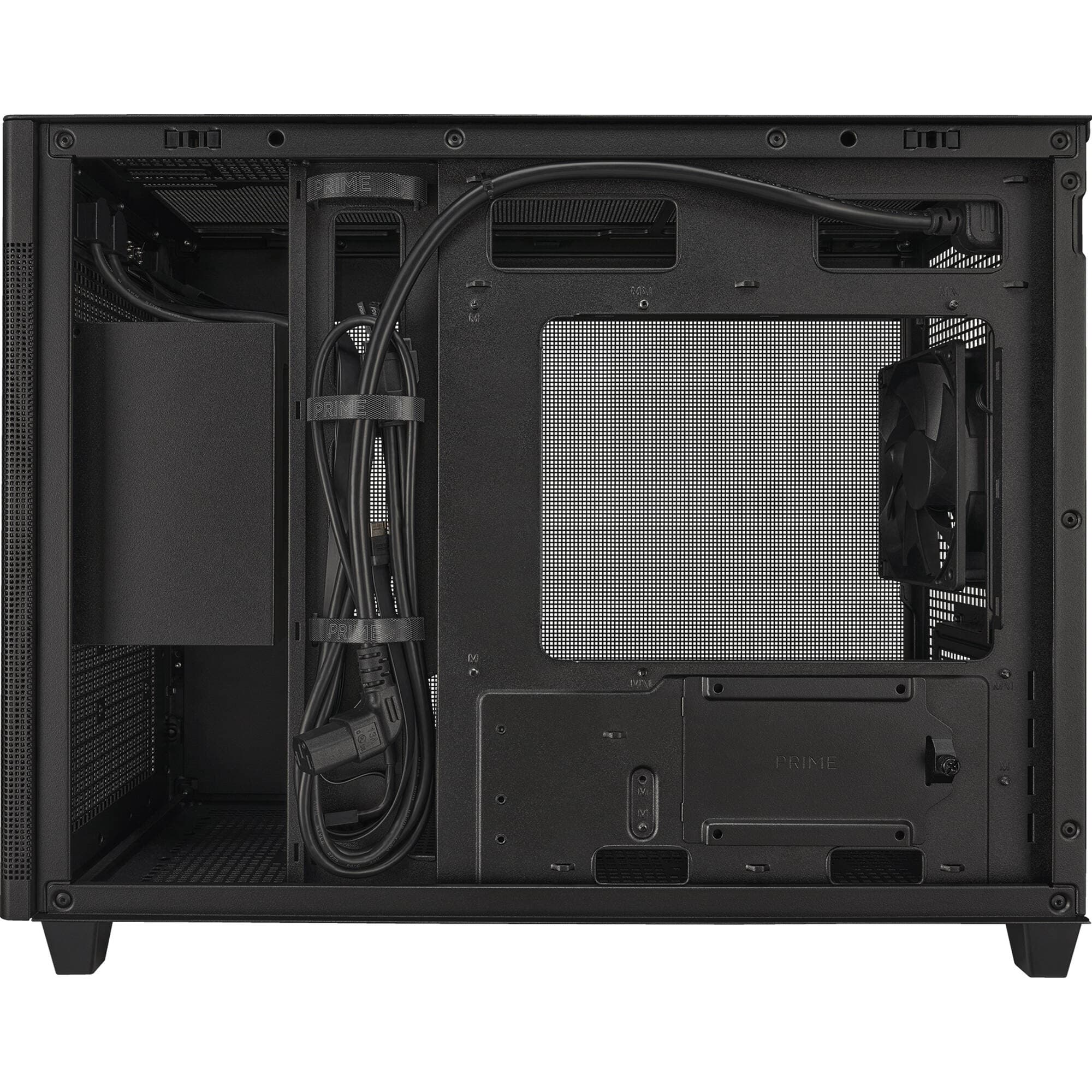 ASUS AP201 black mesh PC case for compact Micro-ATX builds with improved airflow