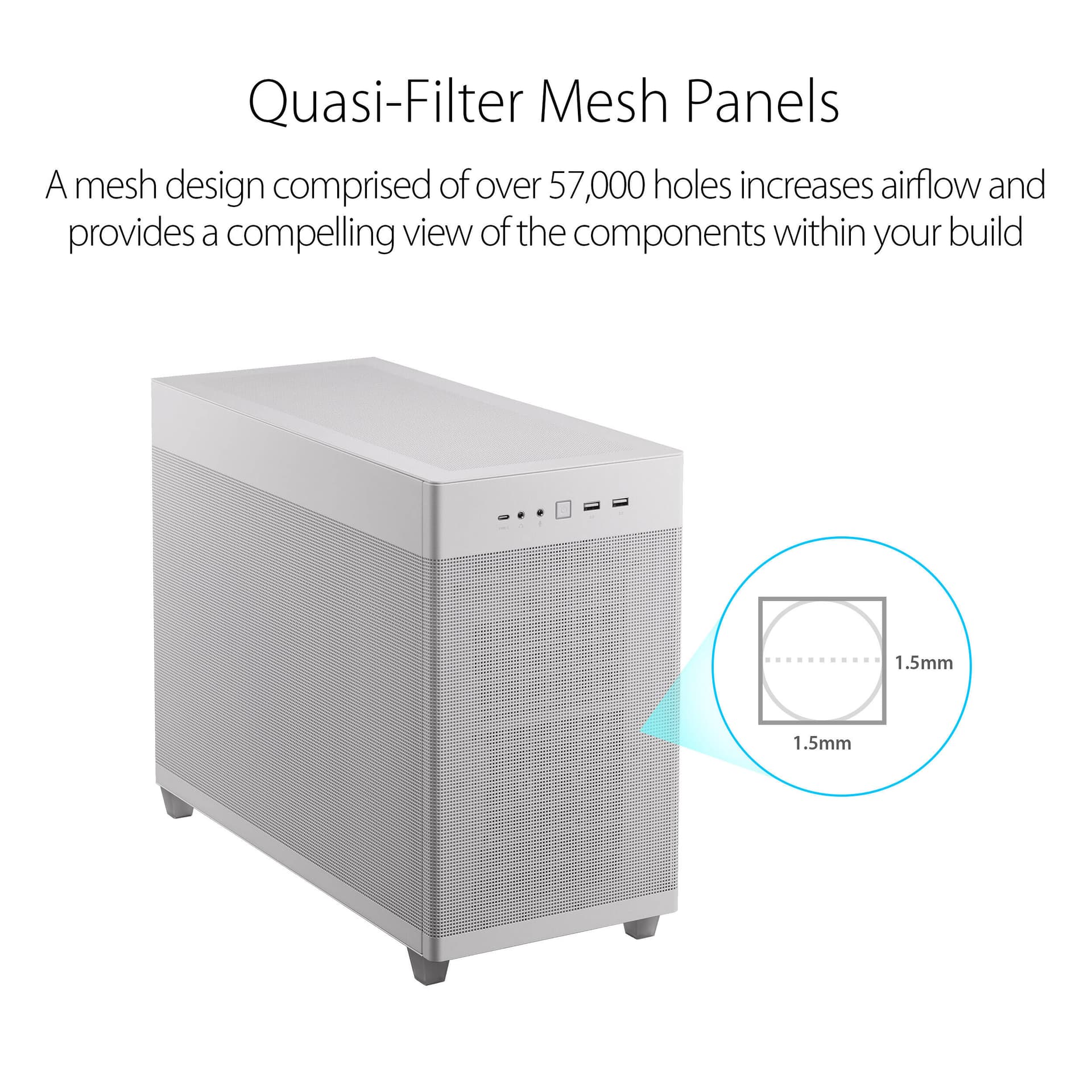 ASUS AP201 white mesh MicroATX mini tower computer case