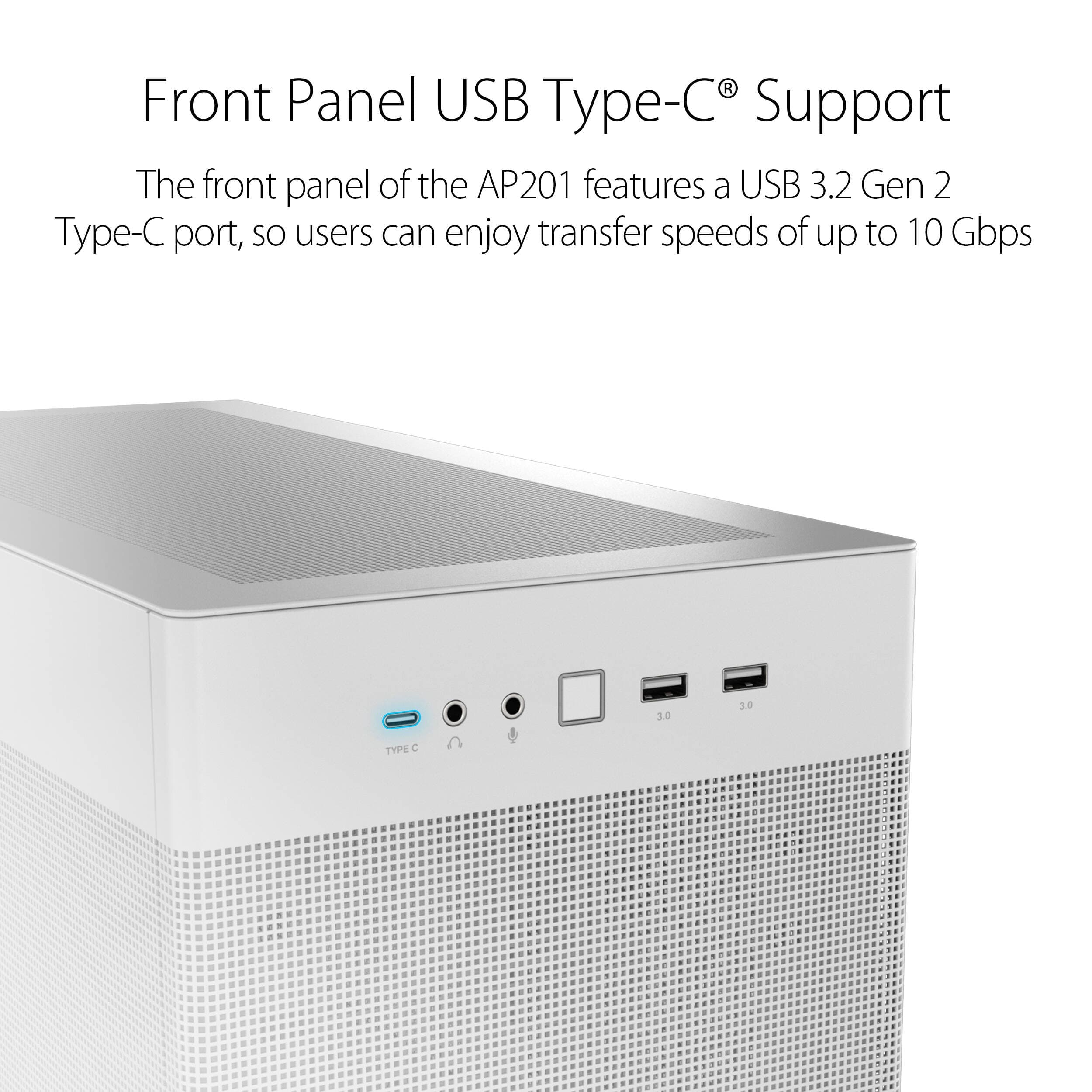 ASUS AP201 white mesh MicroATX mini tower computer case